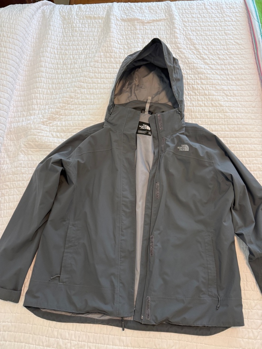 The North Face Slate Gray Hooded Rain Jacket